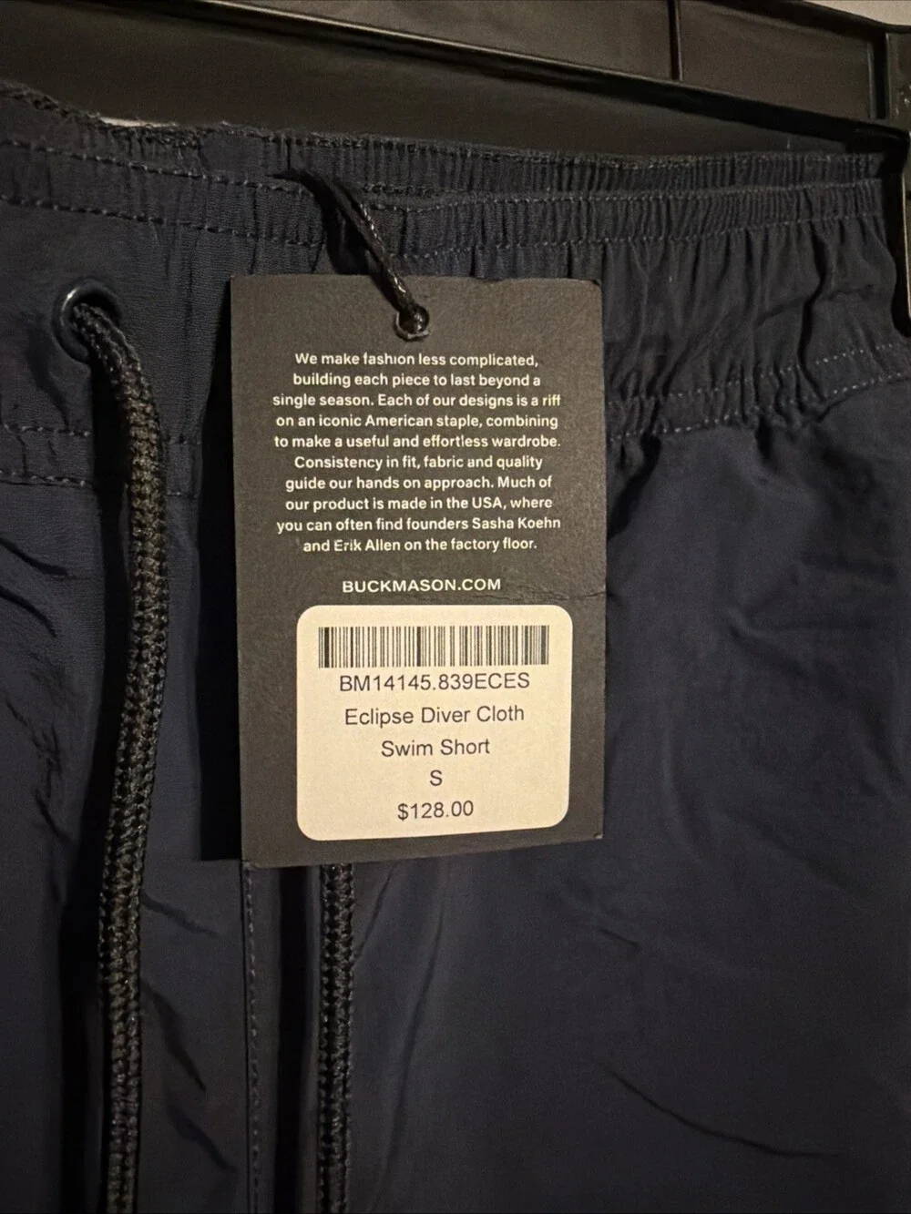 Buck Mason Men’s Small Eclipse Diver Cloth Swim Short